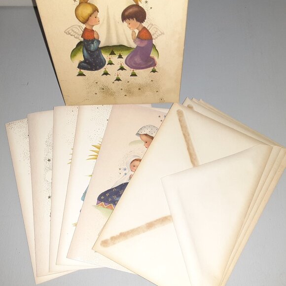 MCM Vintage Christmas Cards * 5 Boxed Cards / 4 Envelopes * Stardust c1950-60 - Picture 3 of 13